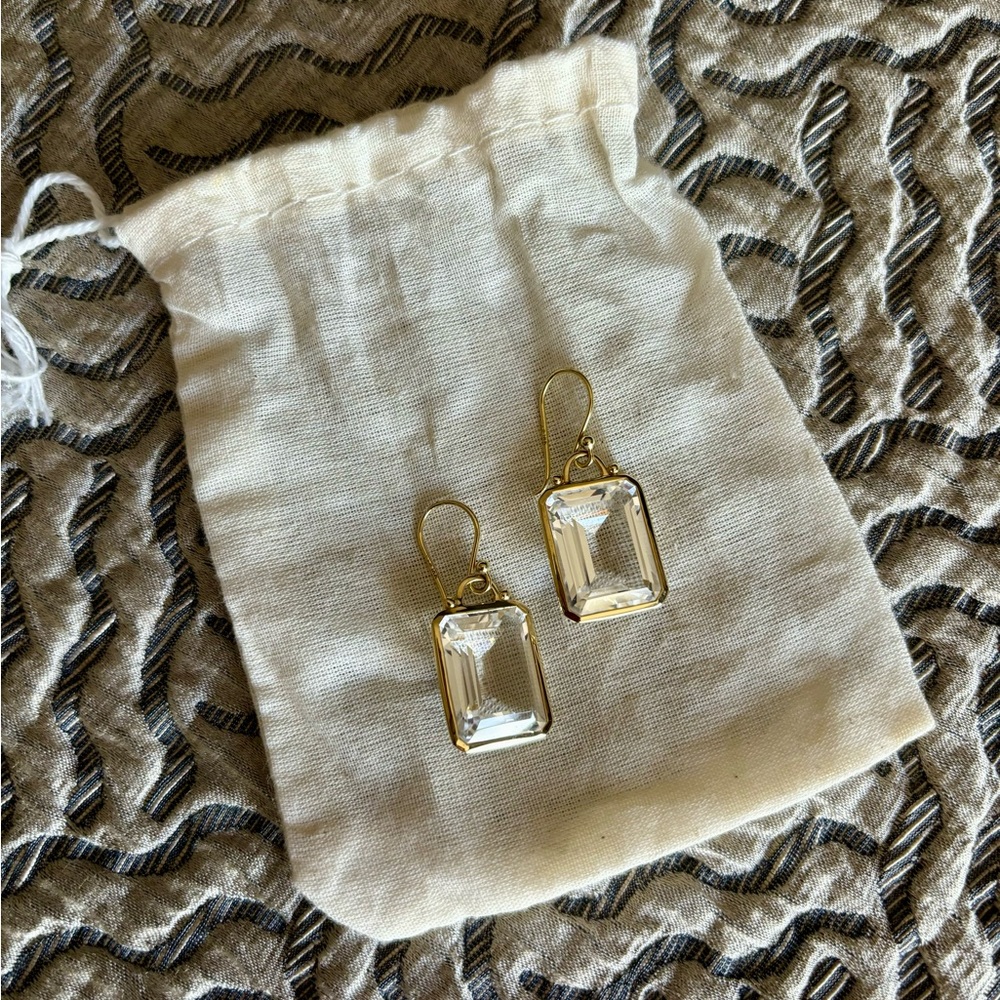 Crystal and gold dangly earrings